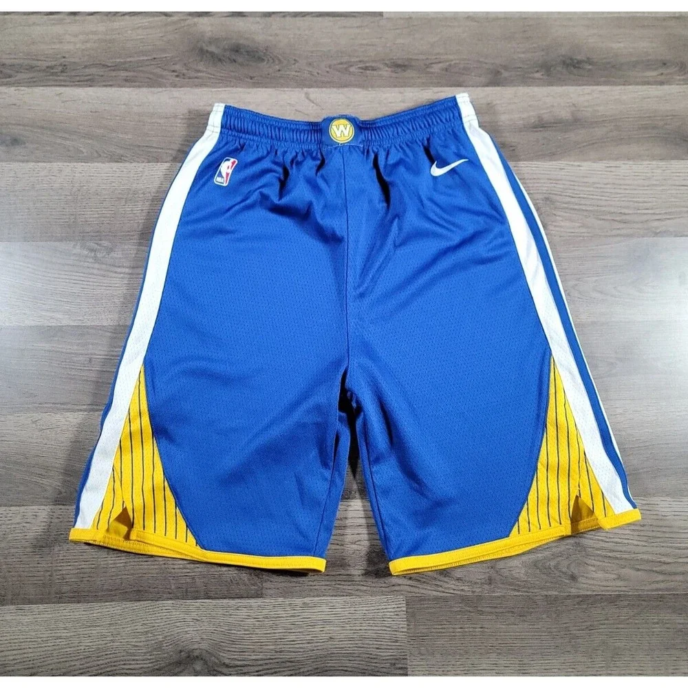 NBA Authentic Nike Golden State Warriors Blue On Court Basketball Shorts Boys XL